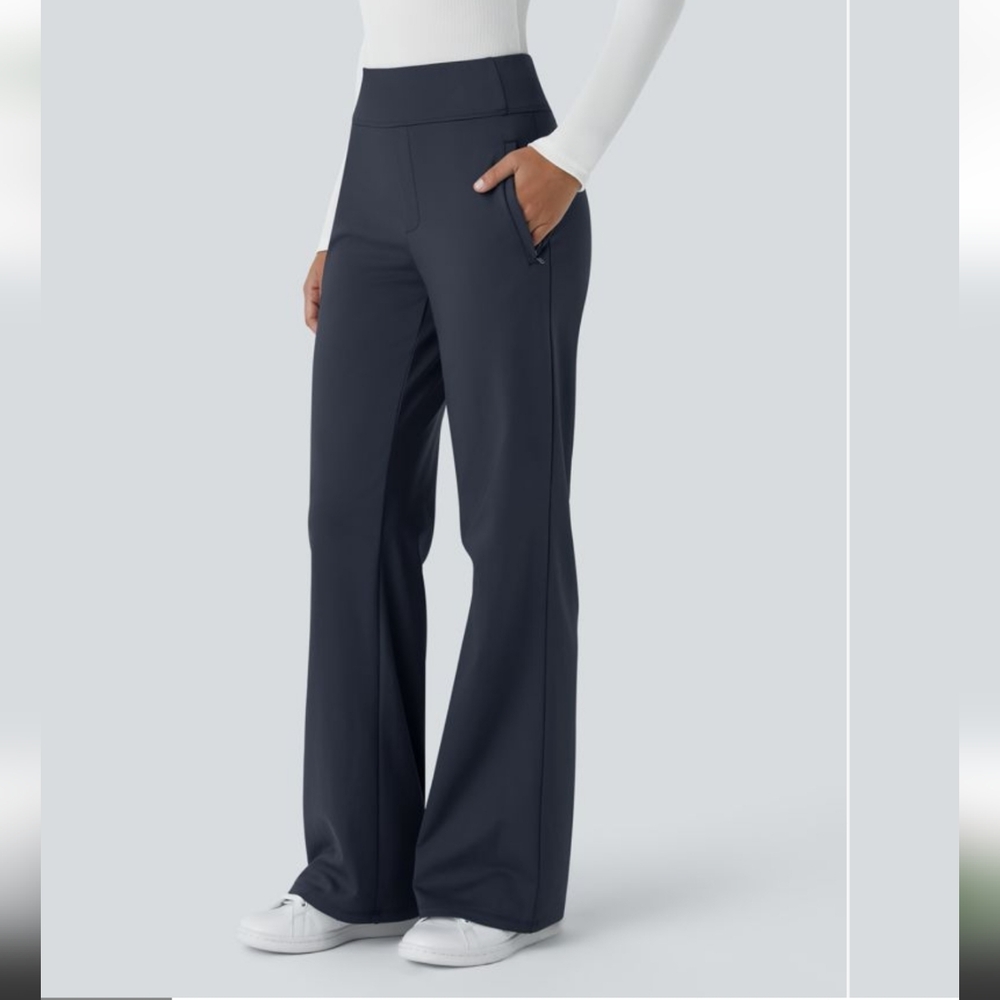 HALARA Flex Daystretch Mid Rise Side Zipper Pockets Work Flare Pant